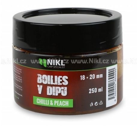 Nikl Boilies v dipu Chilli & Peach 250g